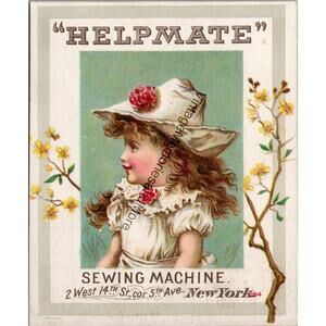 Vintage Helpmate Sewing Machine Advertising Trade Card PB23
